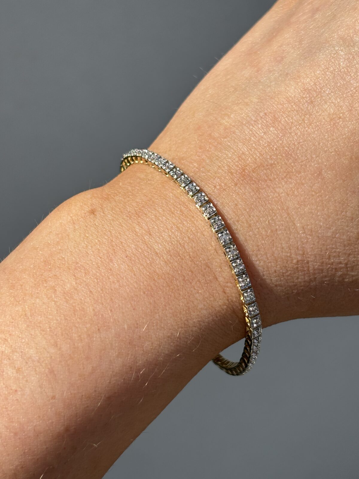 9ct Yellow Gold Diamond Tennis Bracelet view 3