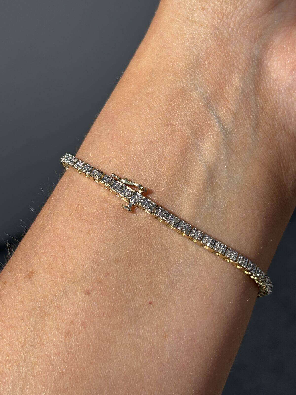 9ct Yellow Gold Diamond Tennis Bracelet view 4