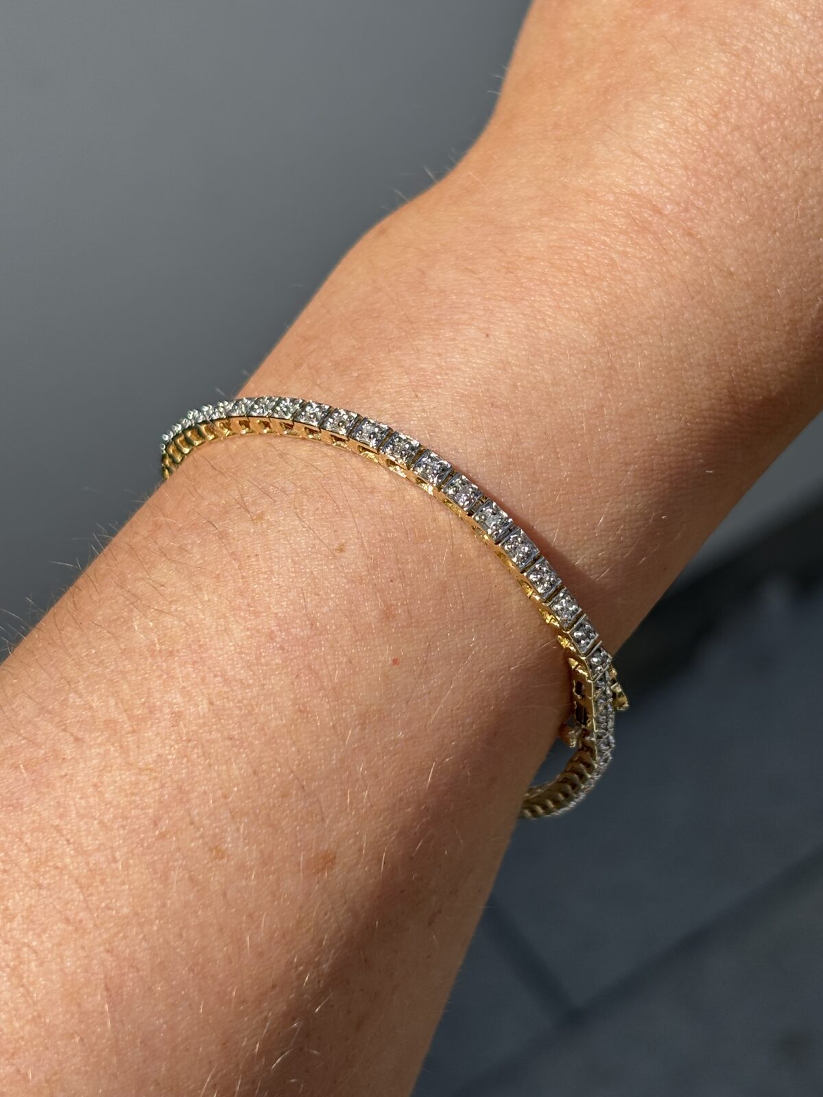 9ct Yellow Gold Diamond Tennis Bracelet view 5